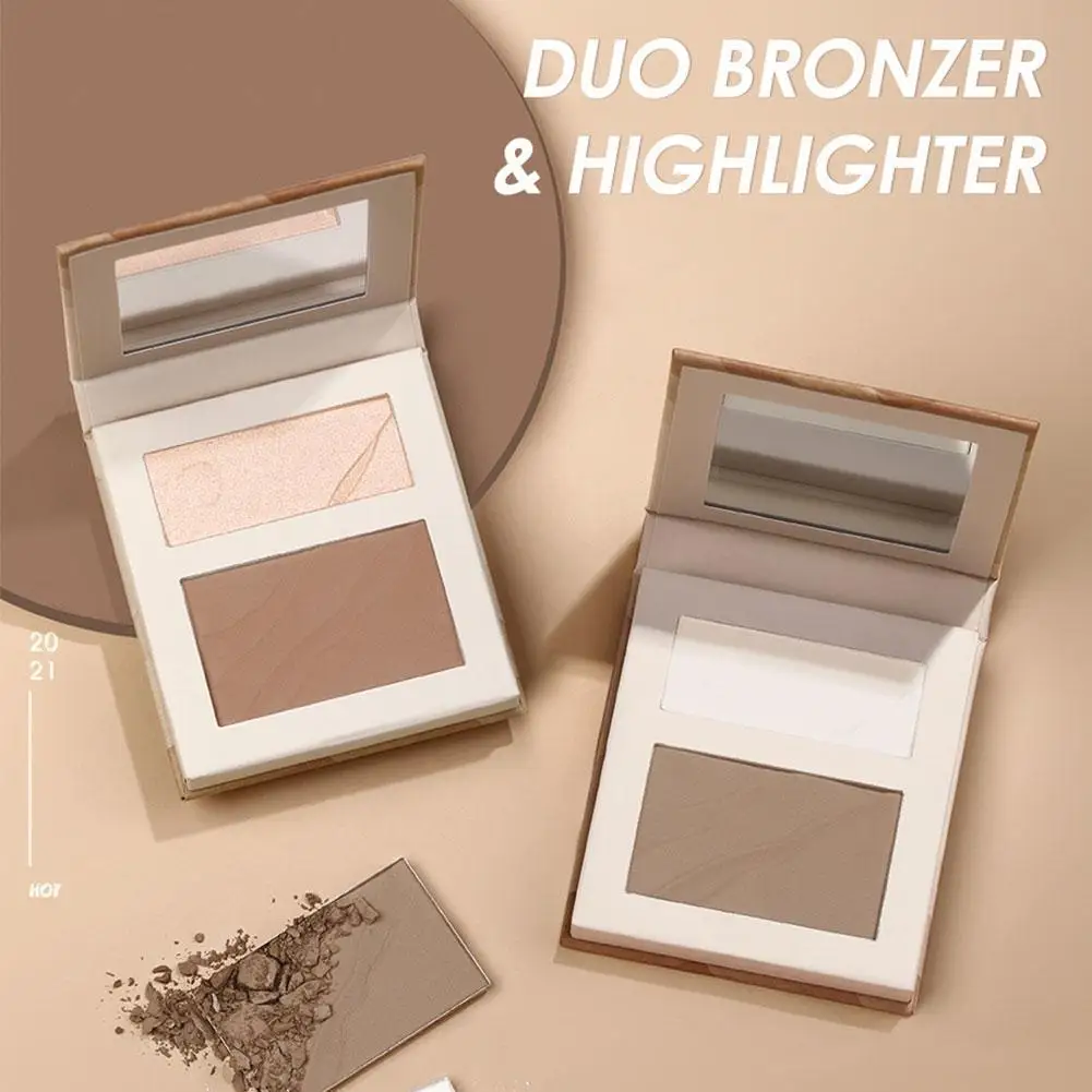 

2 Colors Trimming Palette Highlighter Contour Shadow Powder Long Makeup Professional Beauty 3D Lasting C6J6