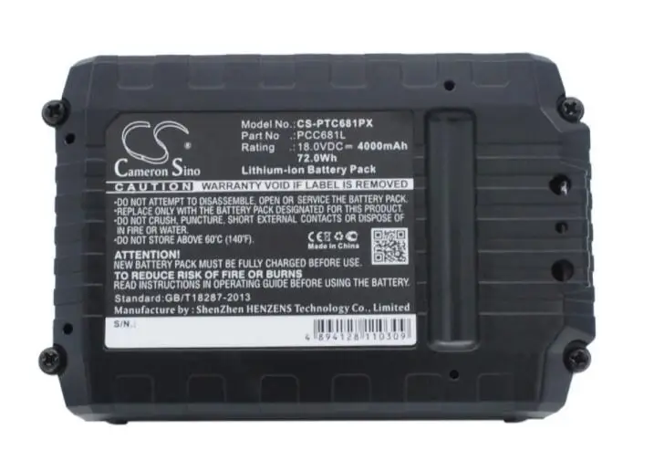 cameron sino 4000mah battery for PORTER CABLE PCC601 PCC681L