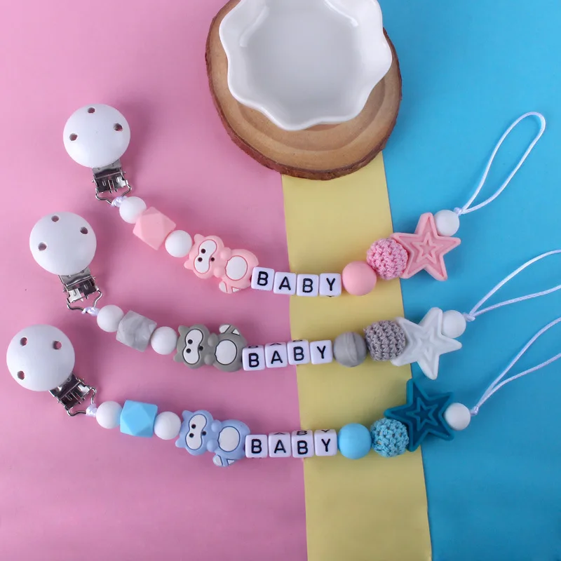 

Baby Anti-drop Chain Silicone Beads Pacifier Clips Infant Nipple Appease Soother Chain Clips Dummy Holder Nipple Clip Baby Stuff