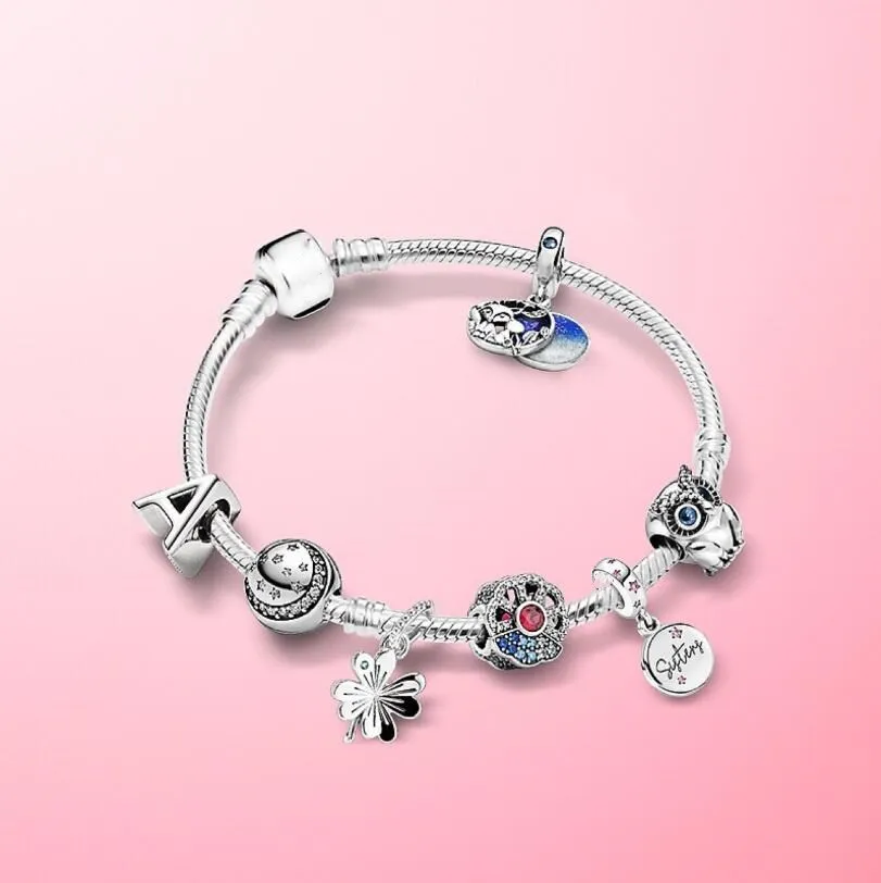 

2020 NEW S925 Sterling Silver Best Seller Blue Safety Chain Charm Wedding Party pan Bracelet