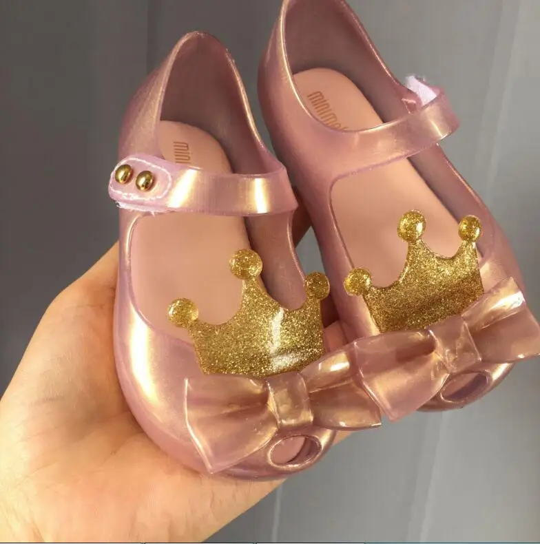 Melissa/; обувь для девочек с ультраяркой короной; оригинальные прозрачные сандалии для девочек; детские сандалии; детская пляжная обувь; нескользящая обувь для малышей