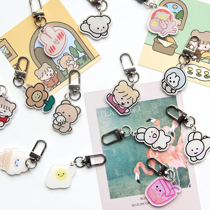 

Ins милые односторонние брелоки с медведем, модные простые брелоки с подвеской в виде сердца для девушки, подвесные маленькие подарки для веч...