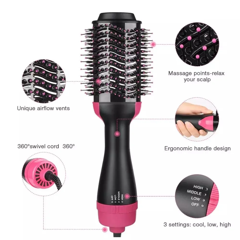 

Electric Hair comb roller/straighten curler 3in1 One Step Hair Dryer Volumizer Portable Hot Air Brush Anti Frizz Styler