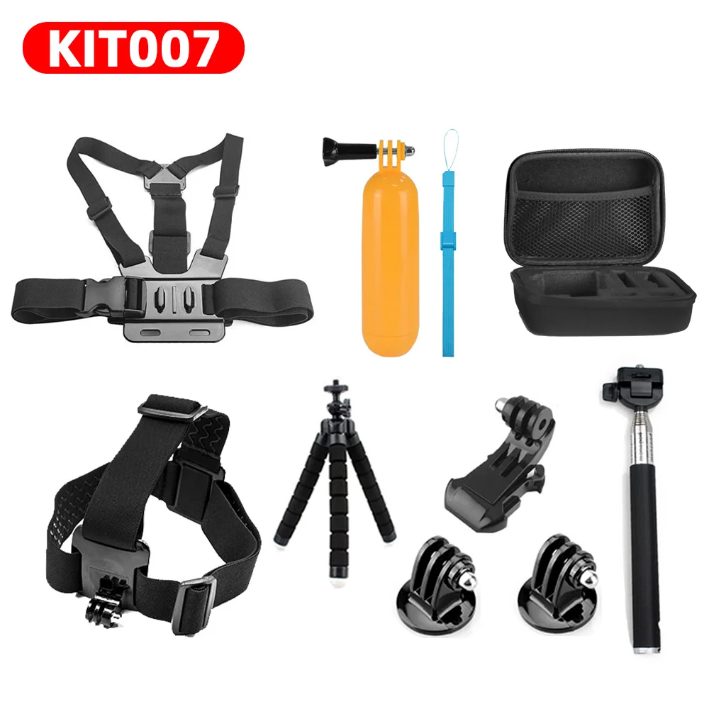KIT007 Для GoPro hero 7 6 5 4 3+ экшн спортивные аксессуары для видеокамеры комплект селфи палка для SJCAM Xiaomi Yi 4k mijia Сумка Для Хранения Чехол - Цвет: KIT007