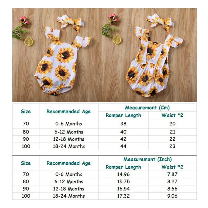

0-24M Newborn Infant Baby Girl Sleeveless Flower Rompers Ruffles Sunsuit Jumpsuit Summer Girls Costumes Outfits Clothes Set