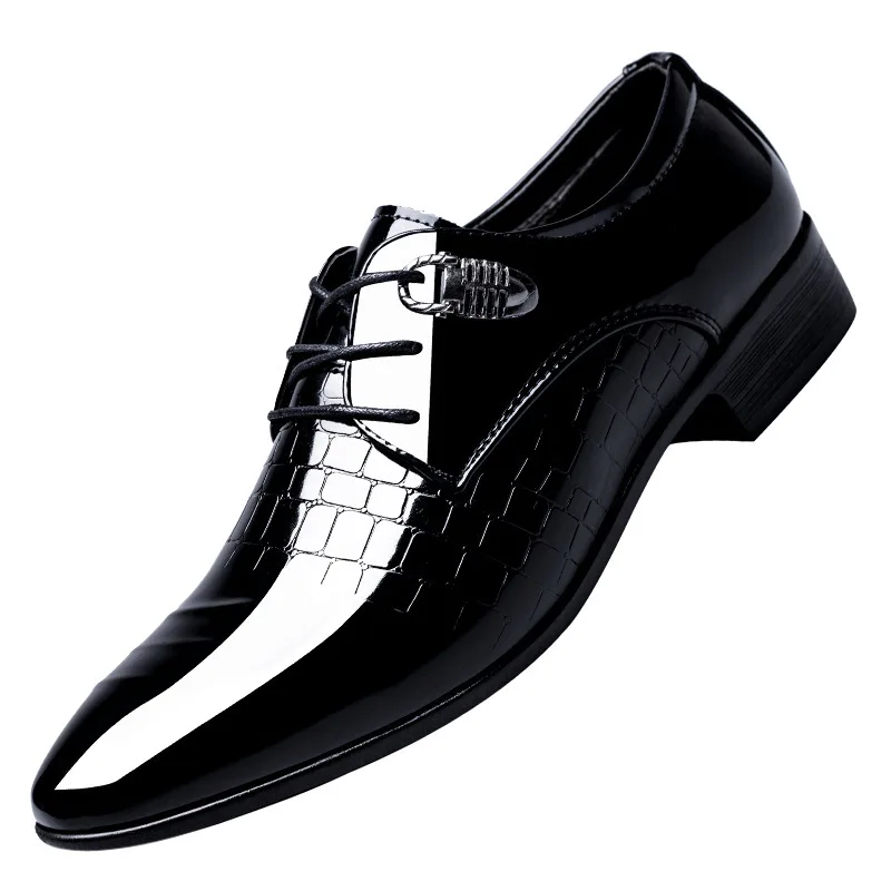 

pointed leather shoes British shoes business casual shoes men's Korean youth lace up flat heeled formal men's shoes