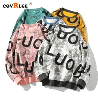 covrlge autumn new mens loose size pullover sweatshirt young students printing casual sports letter hoodies streetwear mww332