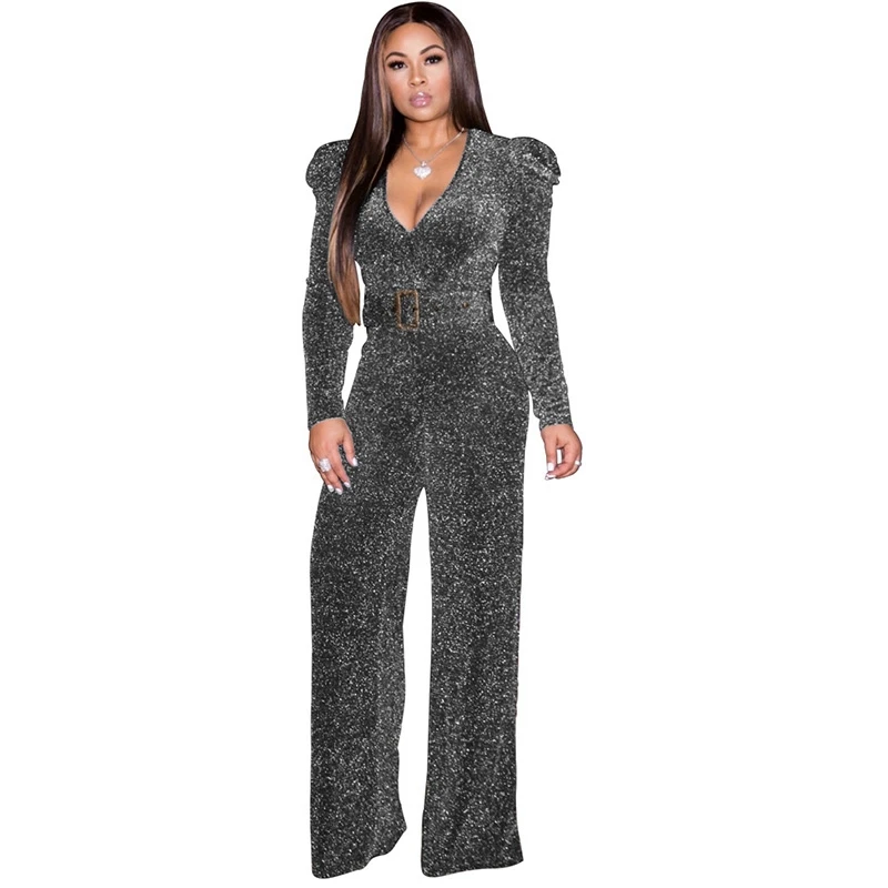 Блестящий сексуальный женский комбинезон Осенний Свободный с широкими