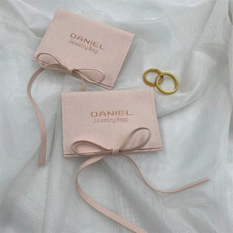 

Wholesale 200pcs/lot Jewelry Packaging Pouch Bag Custom logo Suede Pouches With Strings