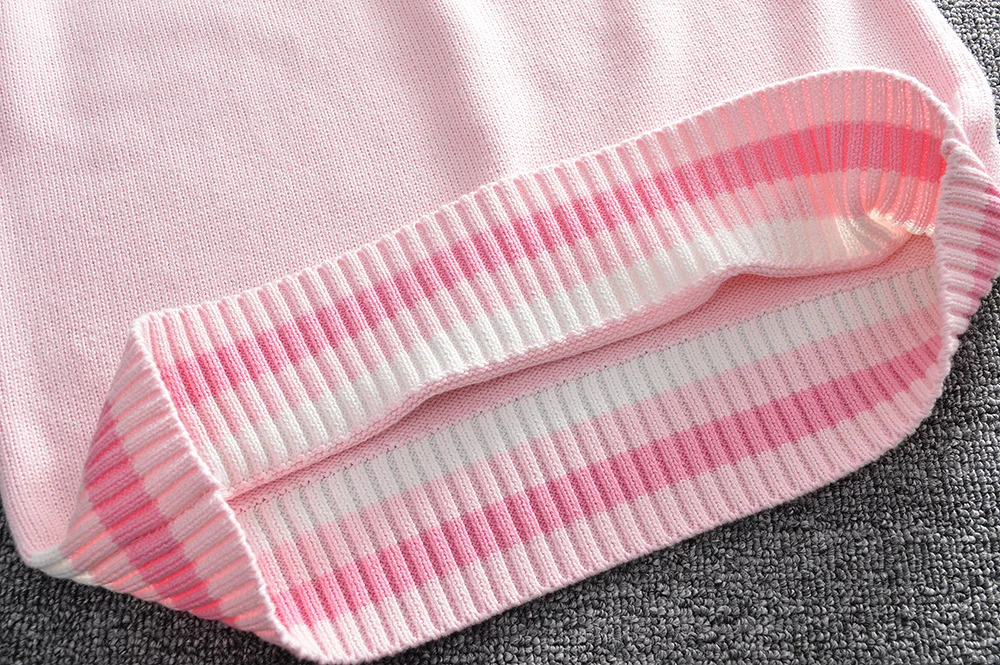 

New 2021 Japanese Cute Girl Pink Rabbit Embroidery Pattern School Uniform British Style Students JK Sweaters Knitted Vest S-XXL