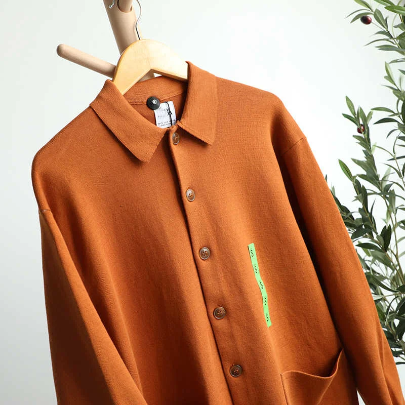 new women's long sleeved thick sweater casual New Jersey Lapel with a row of buttons fashion Korea autumn 2021 16w1829 | Женская