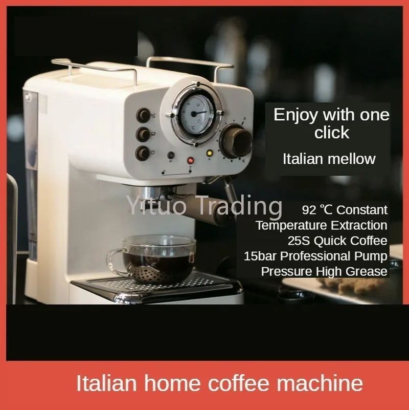 Household Pressure Coffee Machine 15bar High Power Steam Type Small Milk Froth Mini Semi-automatic Retro Espresso | Бытовая техника