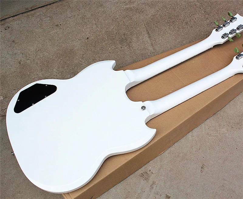 Электрическая гитара с двойной шеей 6 струн + 12 темно-фиолетовое тело