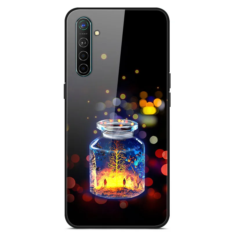 Чехол для Oppo Realme X2, чехол из закаленного твердого стекла для Oppo Realme XT X2 Pro, чехол, мягкий силиконовый бампер с принтом - Цвет: CAMEL