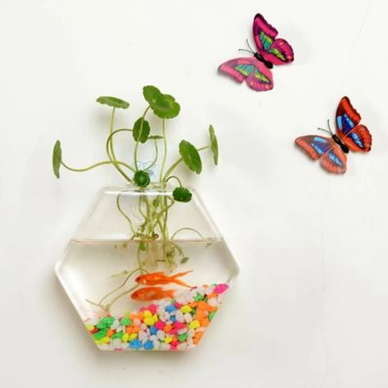 Шестигранная стеклянная ваза креативная простая современная настенная модная