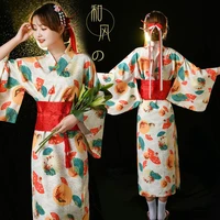 japanese fan print kimono studio portrait god girl cosplay costume women home bathrobe clothing improved pajamas