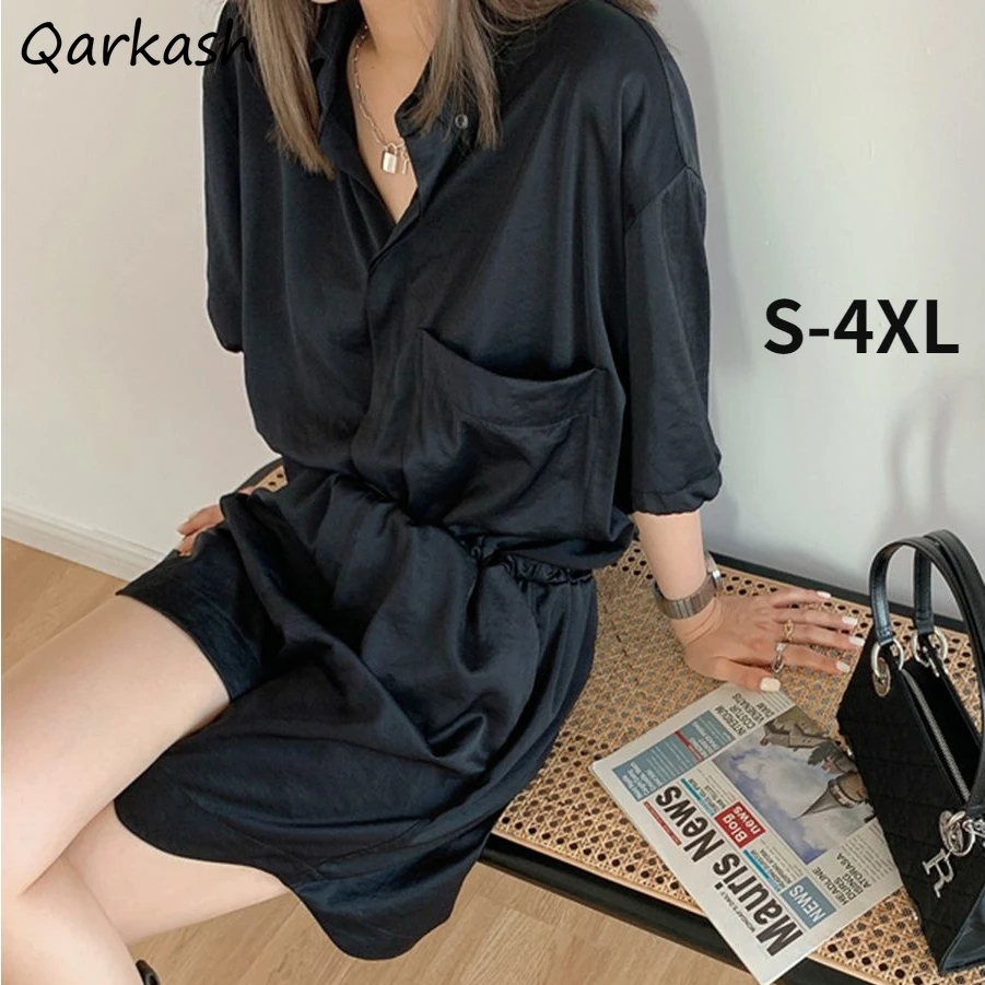 

Однотонные женские летние комбинезоны с карманами, большие размеры, стиль унисекс, уличная одежда в Корейском стиле, мешковатые, для отдыха,...