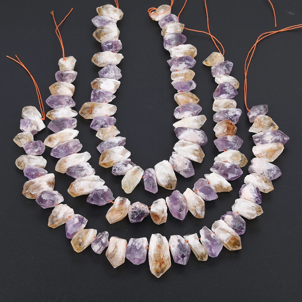 

Approx 32Pcs/Strand Natural Citrines Amethsyst Quartz Chunky Nugget Point Loose Charms Beads For DIY Jewelry Findings SF-83ABCJ