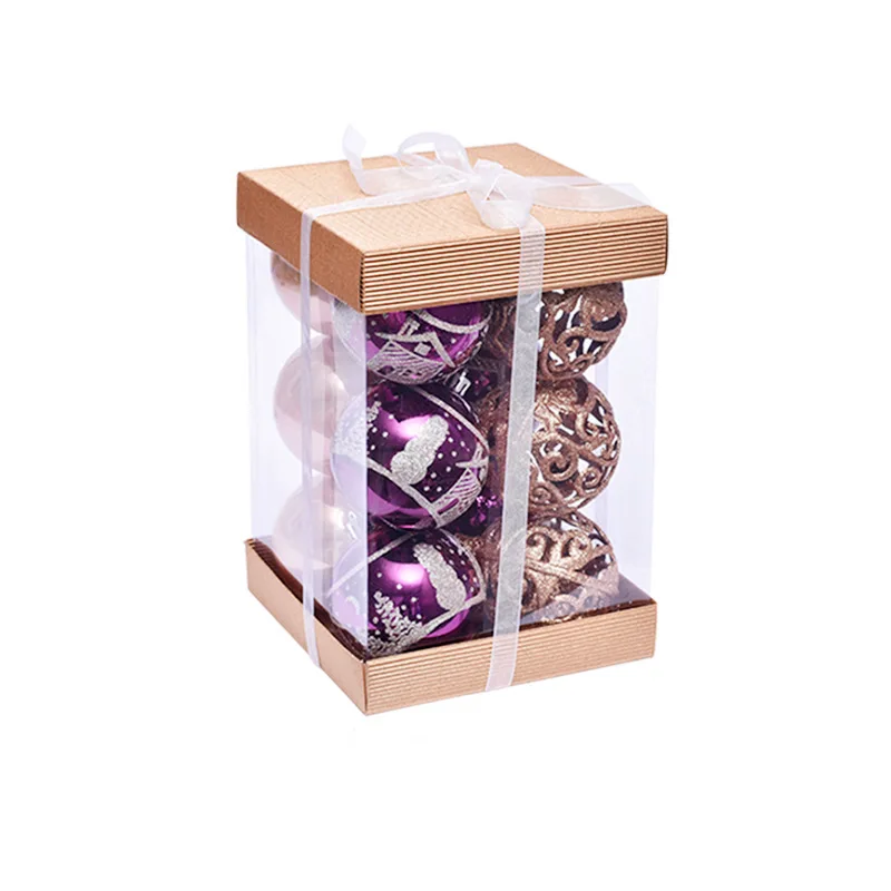 

8cm12pcs hollow christmas decorations for home Christmas tree pendant ornaments Round ball PVC baubles прозрачные шары на елку