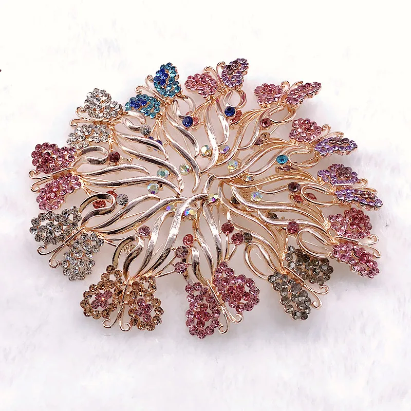 Женская позолоченная брошь в форме цветка свадебный букет стразы бижутерия