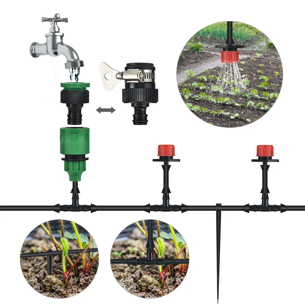 Automatic Micro Drip Irrigation System Kits 25 m Hose Garden Drippers Set With Water Timer | Дом и сад