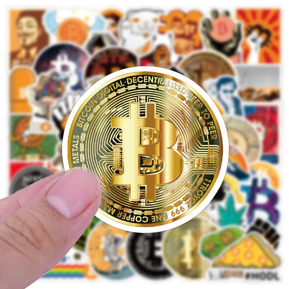 

50pcs Cartoon Bitcoin Encrypted Sticker Virtual Currency BTC Stickers for Helmet Kid Diy Laptop Mixed Skateboard Luggage Case