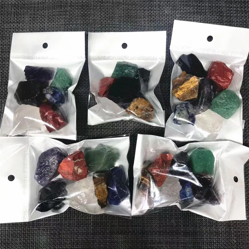 

7pcs Natural Crystal Chakra Stone Set Mineral Quartz Stone Large Grain Unpolished Collection Gift Healing Crystals Decor