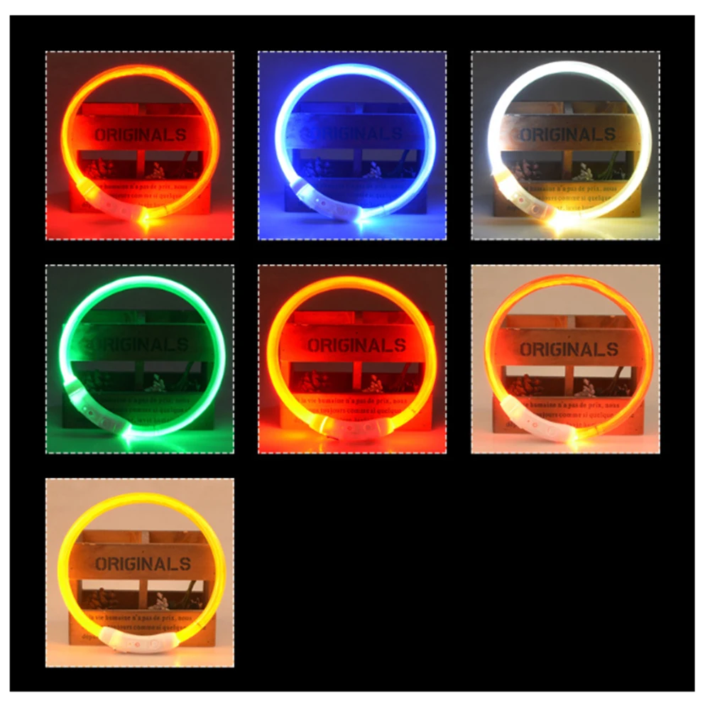 LED Glowing Dog Collar USB Rechargeable Luminous Pet Collars Flash Night Charging Fast For Puppy Large Dogs | Дом и сад