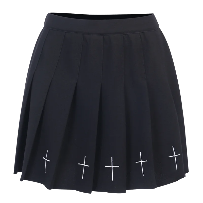 

Summer Ladies Short Skirt College Suit Punk Function Wind A-Line Skirt Tooling Pleated Skirt High Waist Little Black Skirt