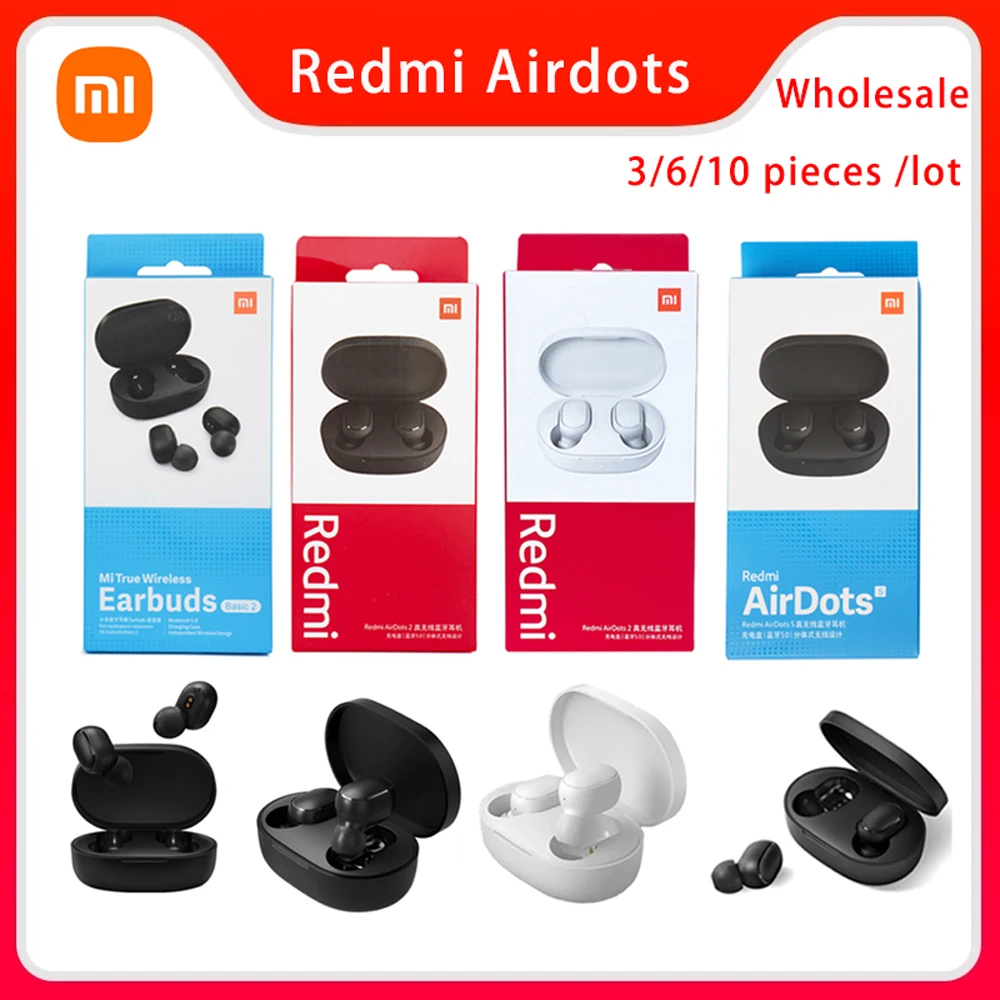 Беспроводная гарнитура Xiaomi Redmi AirDots 2 с шумоподавлением и микрофоном 3/6/10 шт. |