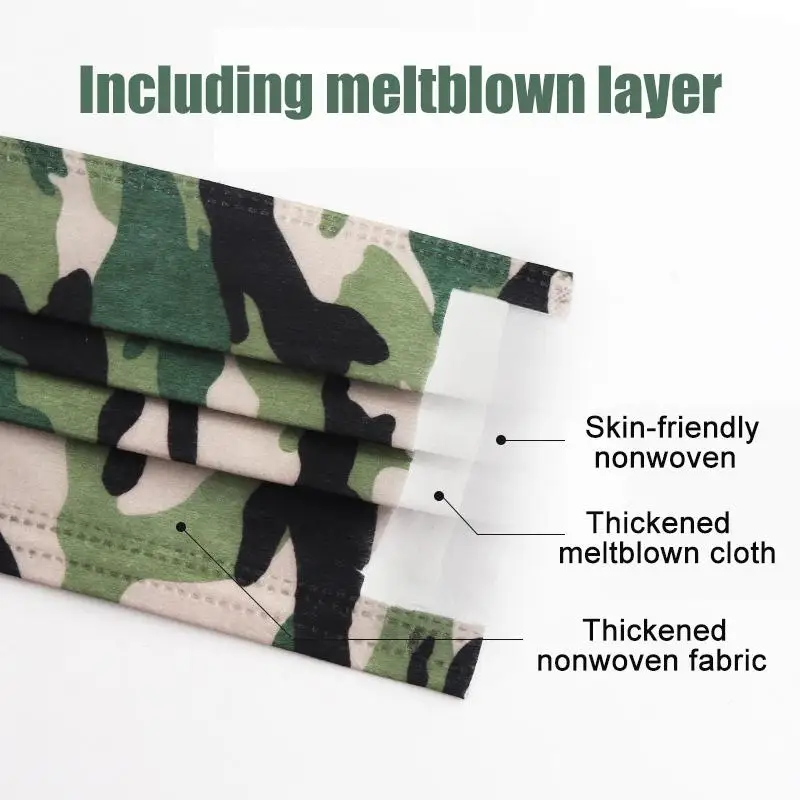 10 шт./пакет камуфляжная детская маска одноразовая Нетканая 3 слоя Фильтр для губ