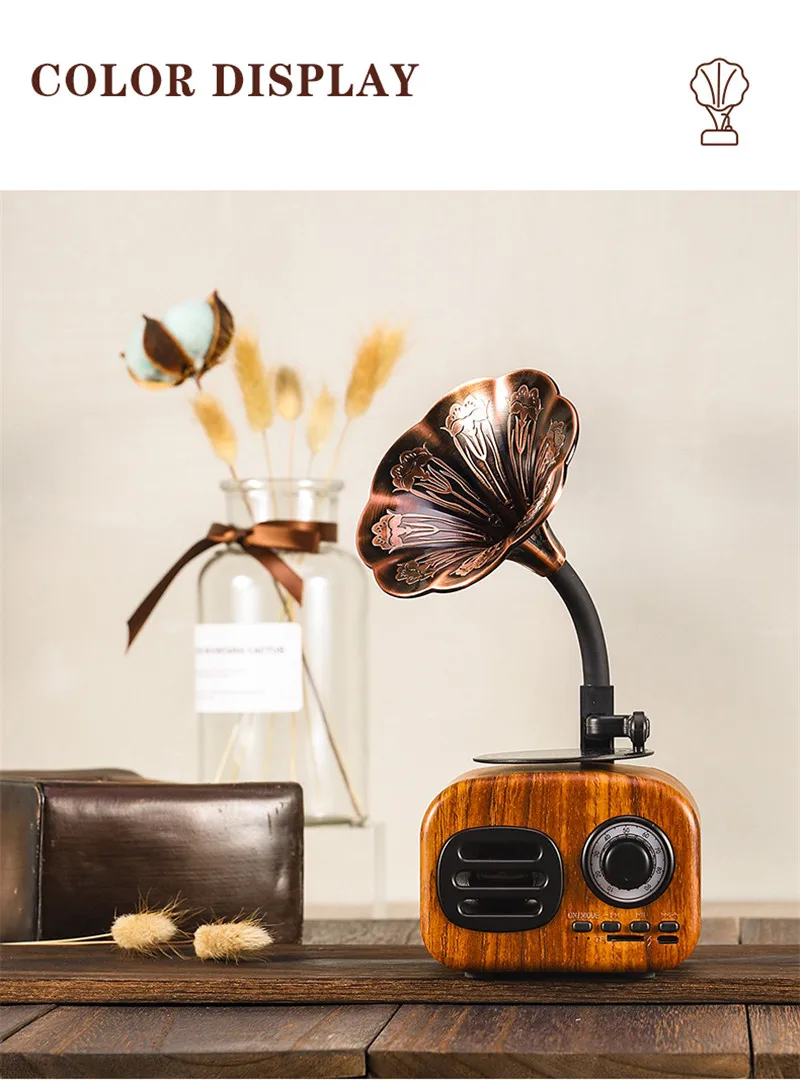 Ретро altavoz радио bluetooth портативный динамик Портативный мини беспроводной граммофон динамик Поддержка TF карты D8