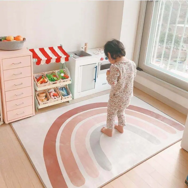 

Baby Infant Play Floor Mat Crawling Blanket Carpet Rainbow Children Playmat Rug Cushion Bedroom Decorations