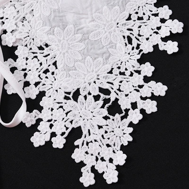 

Korean Cotton False Collar Shawl Hollow Lace Patchwork Necklace Lapel Blouse XX9D