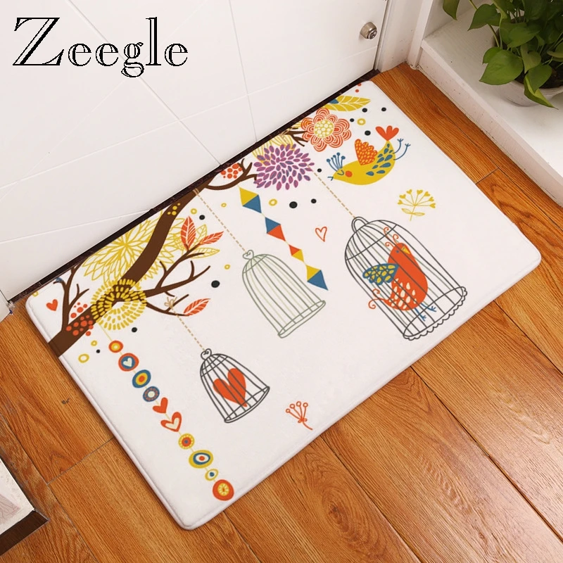 Zeegle напольные коврики с рисунком птиц и деревьев для гостиной мягкие кухонный