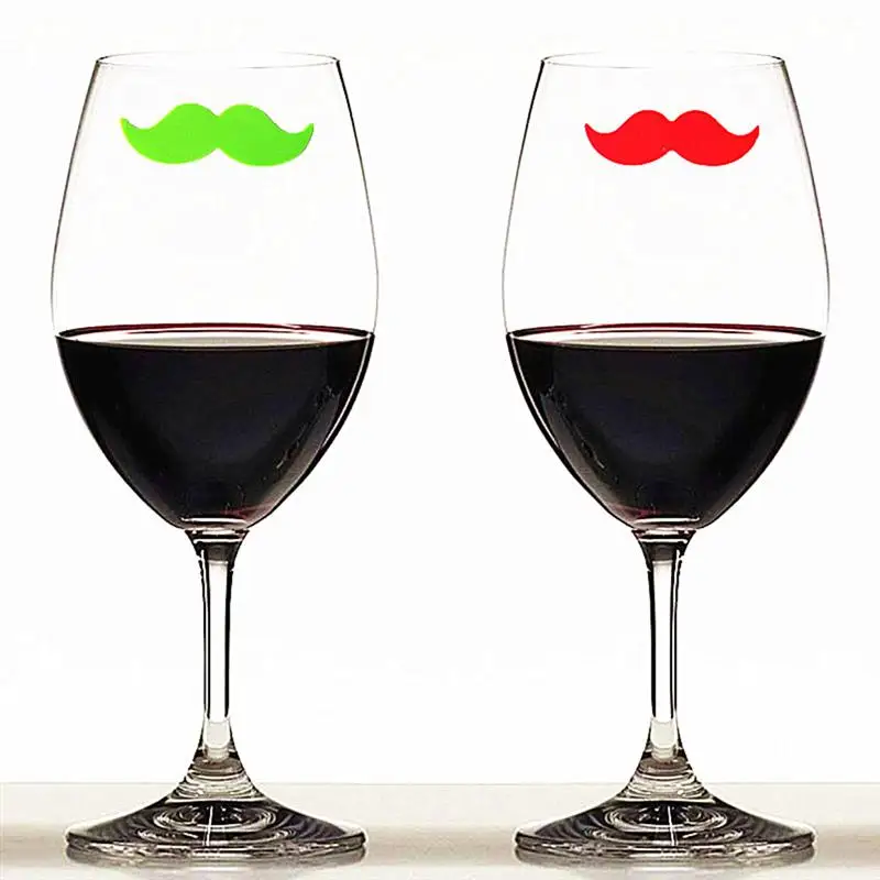 6 Pcs Silicone Red Wine Glass Marker Drink Creative Moustache Shape Identification (Mixed) | Дом и сад