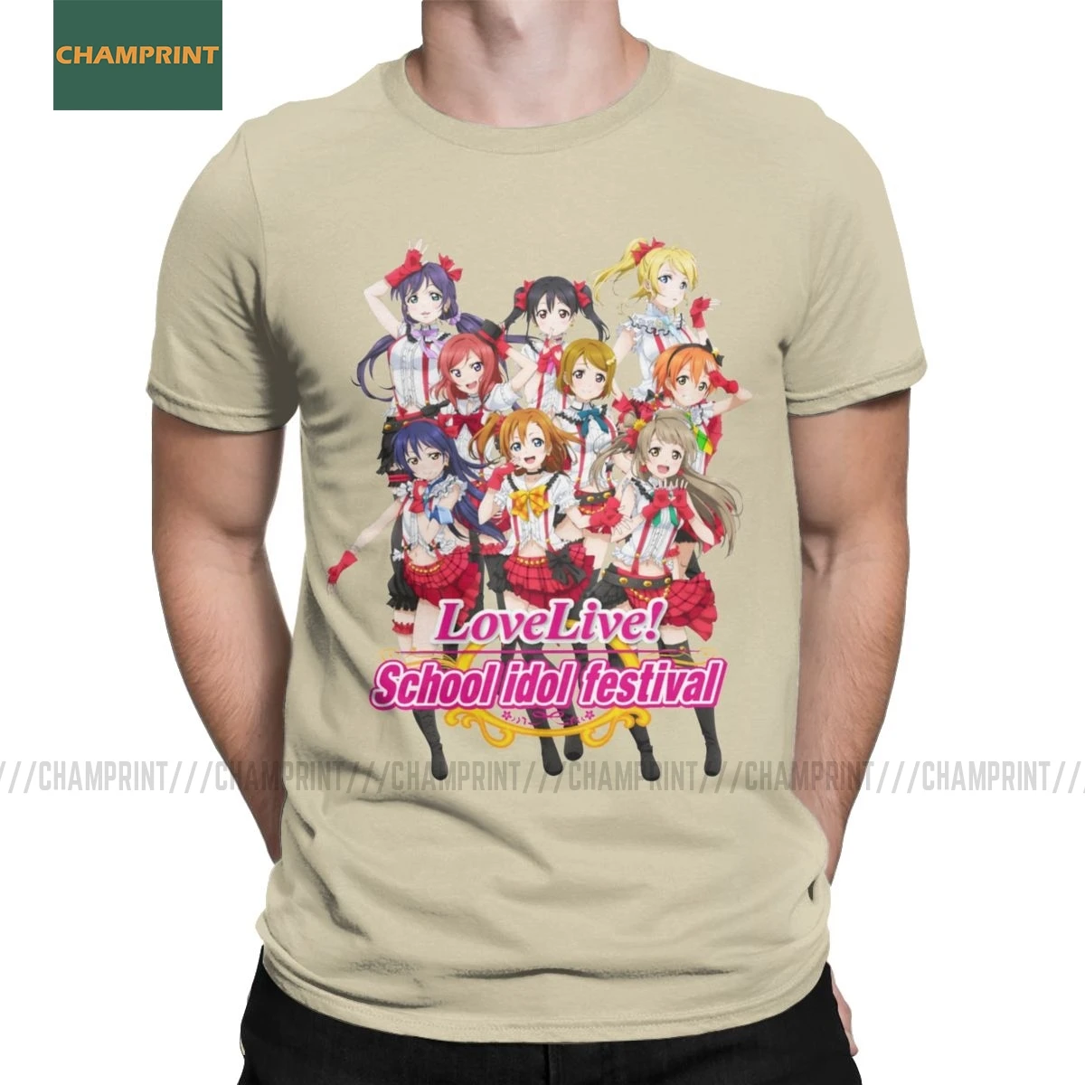 Футболка мужская с принтом Love Live School Idol Project хлопковая рубашка коротким рукавом