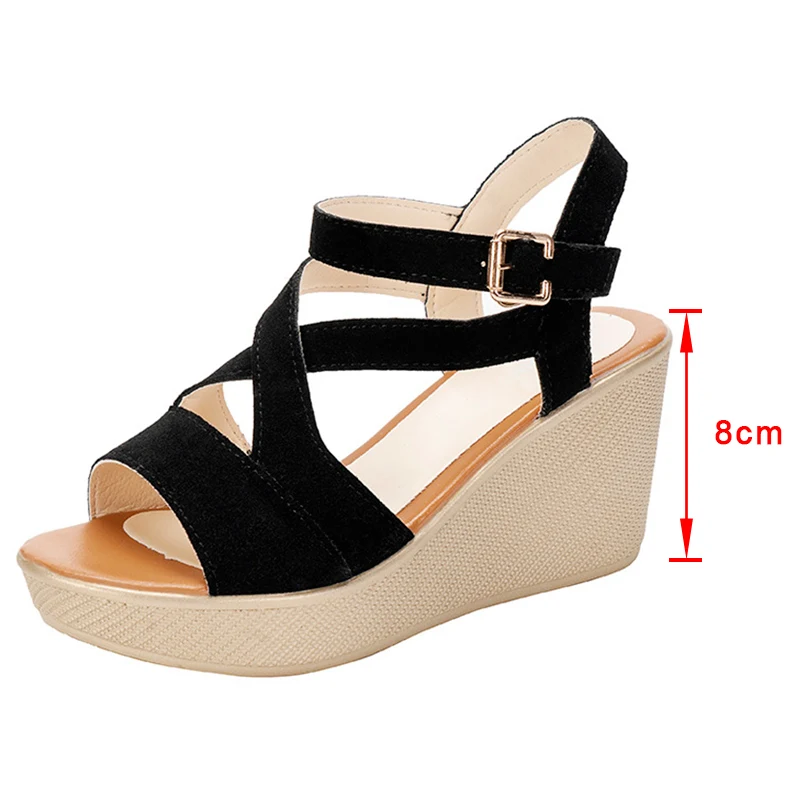 

Women Sandals Wedges Peep Toe Ladies Summer Shoes Buckle Strap Female High Heels Platform Female Fashion Footwear 2021