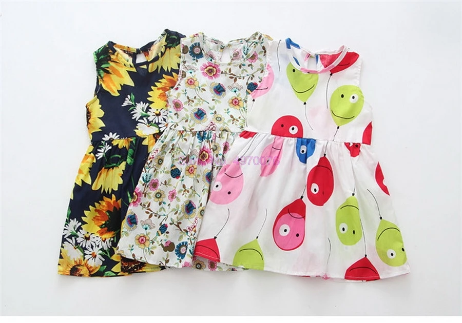 100 шт. детское хлопково-льняное платье с цветочным принтом | Детская одежда и