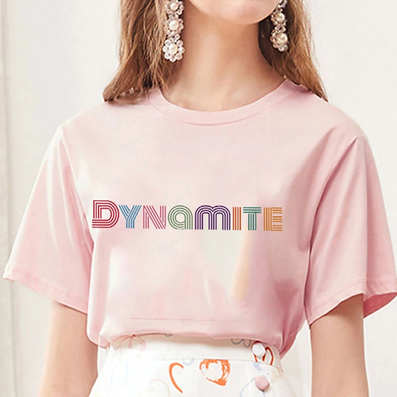 

2020 new album DYNAMITE print T-shirt Kpop Korean style short sleeve cute Korean casual hip-hop short sleeve top