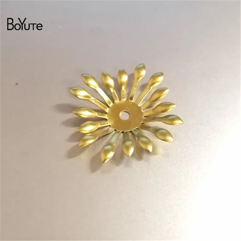 

BoYuTe (100 Pieces/Lot) Diy Hand Made Materials Wholesale 25MM Metal Copper Stamping Flower Bead Caps Jewelry Accessories