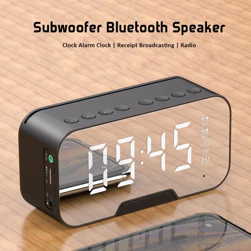 

LED Mirror Alarm Clock Digital Table Clock Light Electronic Large Time Temperature Display Home Decorat Clock With Phone Holder