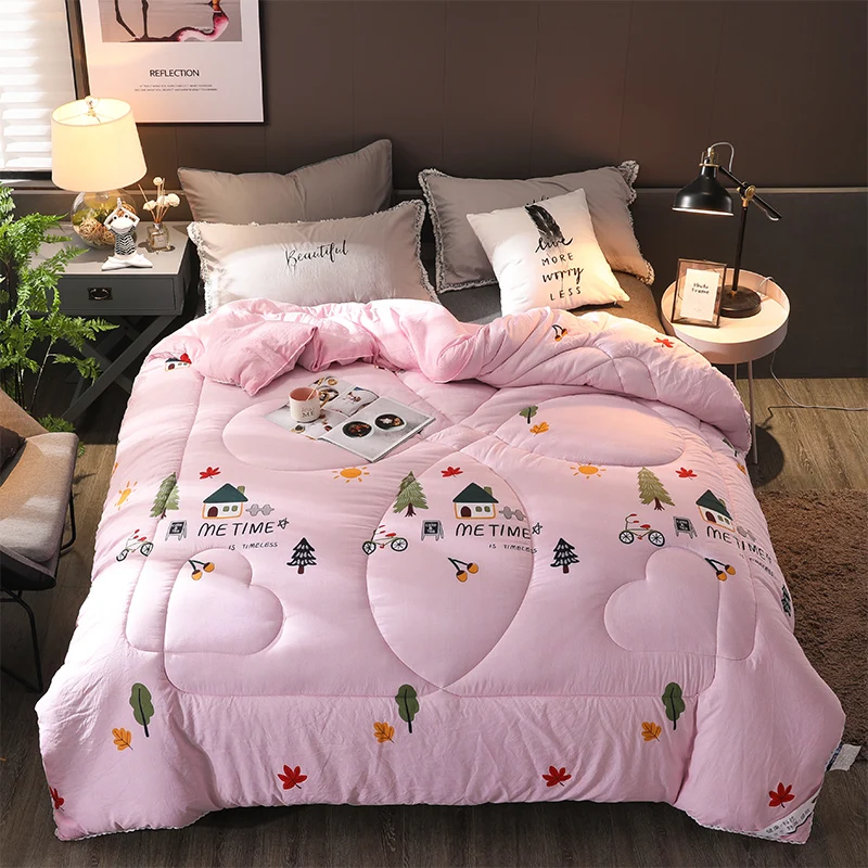 

2CF Colourful Stitching Print blanket Washed Polyester Fabric Microfiber Comforter Fresh Style Quilt Quilts 4 Seasons Comforter