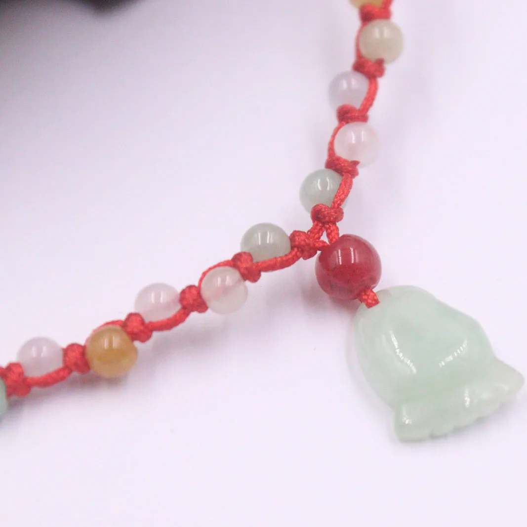 Настоящий натуральный нефрит Jadeite ножной браслет изящный Шарм круглые амулеты