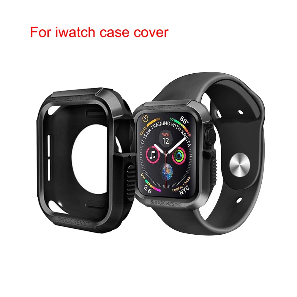 Резиновый чехол из ТПУ для Apple Watch 4 3 2 1 40 мм 44 Прочный защитный