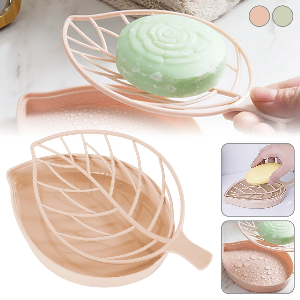 New Design Leaf Shape Soap Box Plastic Dispenser Dish Case Holder Double Layer Anti-skid Drain Bathroom Storage | Обустройство дома