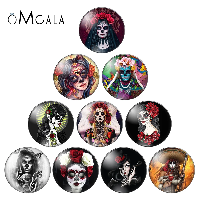 Красочные цветы вышивка крестом картины Череп Роза панк 10 шт. 12 мм/18 мм/20 мм/25 мм