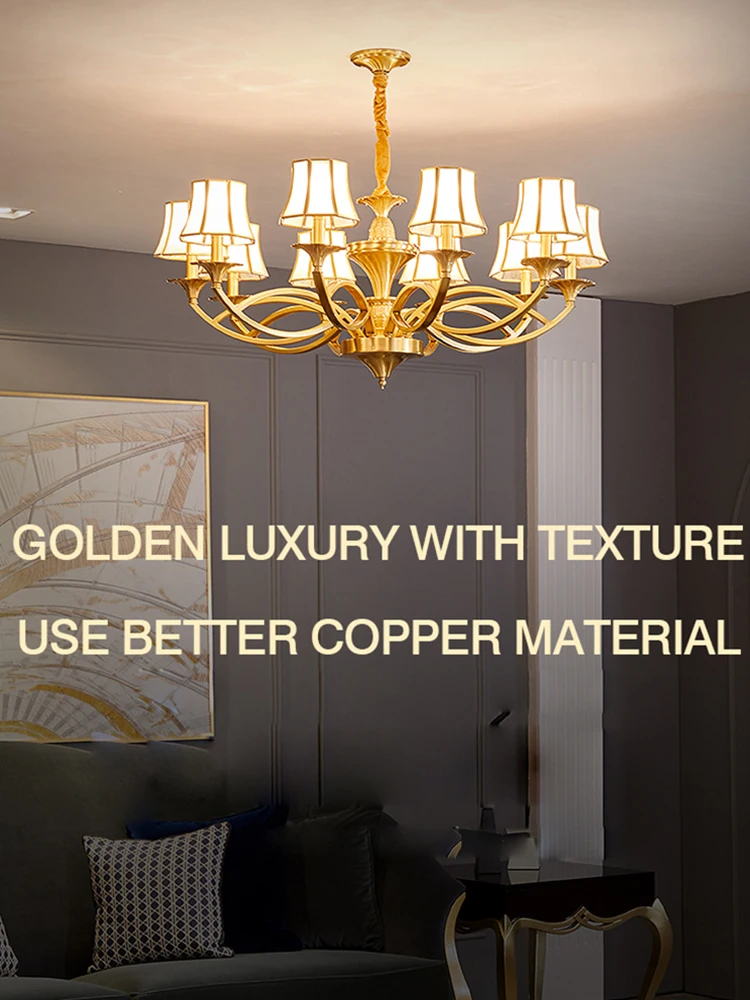 Люстра MOONSHADOW полностью медная для гостиной роскошная Подвесная лампа