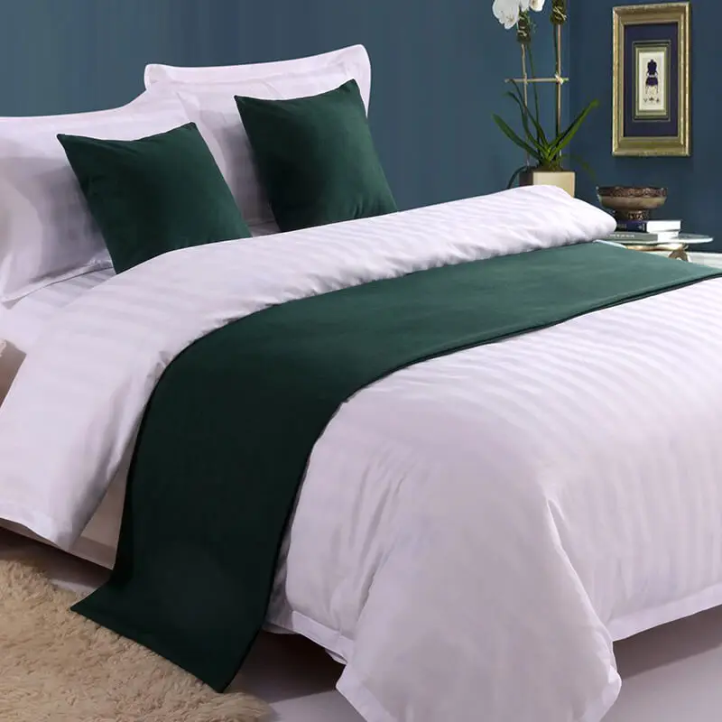 Solid Bed Runner Hotel Scarf Set Protector Slipcover Bed Decorative Scarf King For Hotel Bedroom Wedding Cushion Cover Teal Blue