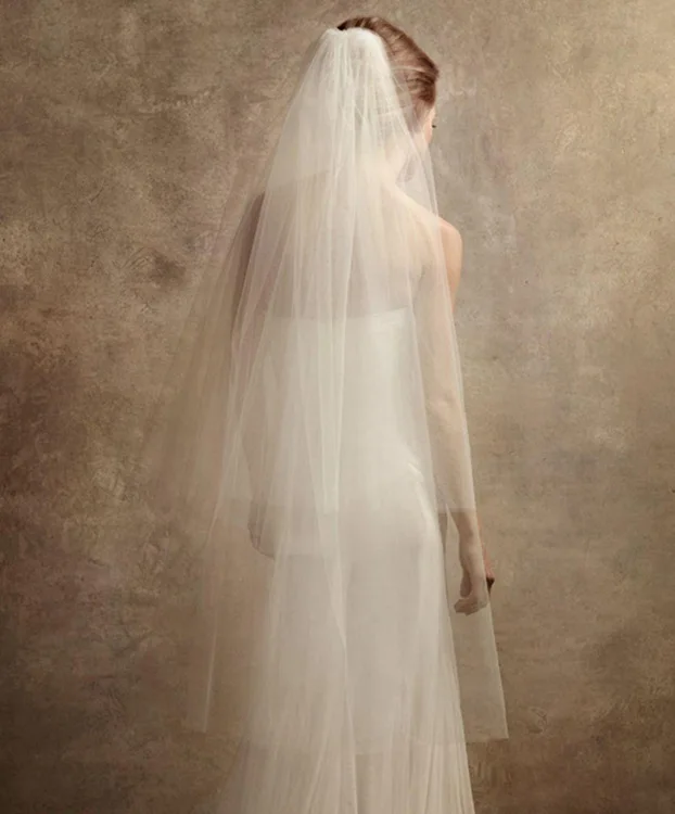 Фата свадебная двухметровая Тюлевая длинная Однослойная для невесты аксессуары